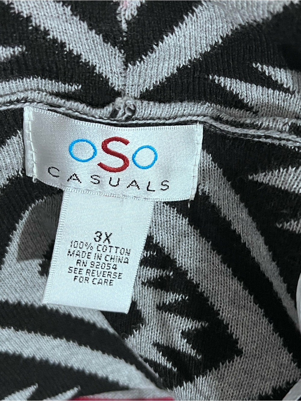 OSO Casuals Open Cardigan Sweater Black/Gray waterfall southwestern Aztec (3X) - Picture 5 of 6